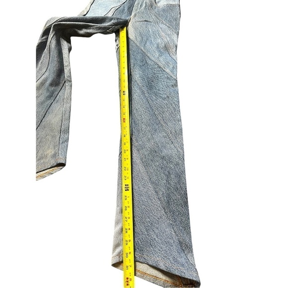 New EB Denim Patchwork Straight Leg Medium Wash Jeans Recycled Revolve XS - Picture 8 of 12